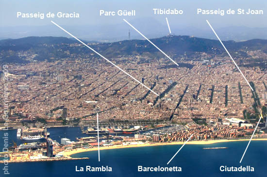 aerial view of Barcelona from the plane
