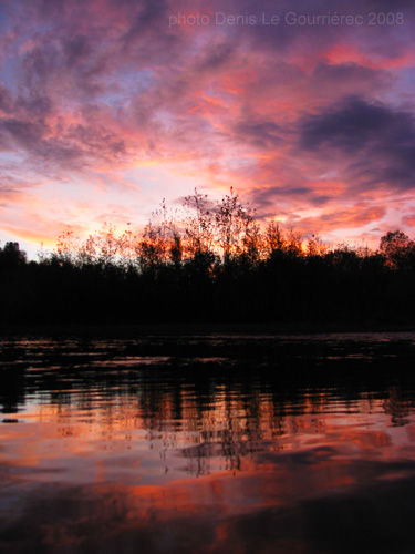 reflection of sunset light in the river